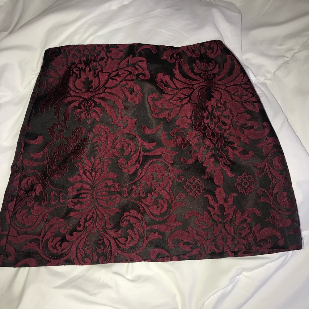 Black and burgundy mini skirt
